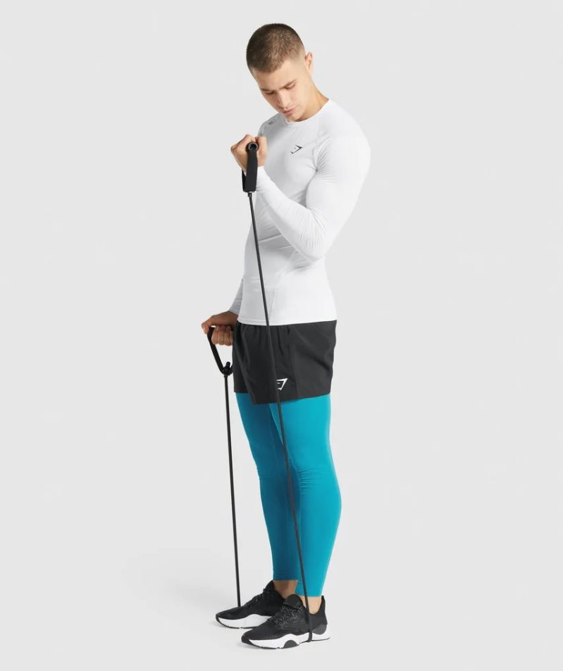 Men's Gymshark Element Baselayer Long Sleeve T-Shirts White | NZ 5FVIRX